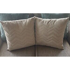 Lot of 2 Studio Chic Home Throw Pillows Avery Light Beige 18"x18" Costco